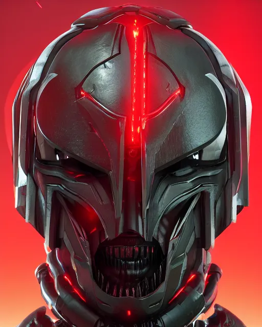 Image similar to a dark sci fi horror quarter - length portrait of a shadow demon wearing futuristic sci fi armor made of metal plates, cinematic lighting, red color scheme, high detail, dark fantasy, sci fi horror, smooth, menacing and sinister, unreal engine, octane render, by vitaly bulgarov artstation, fog volumes, sci fi horror, post processing, cgsociety