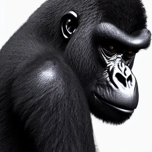Prompt: “black gorilla with skin made of feathers hd hyper realistic 8k render national geographic wild”