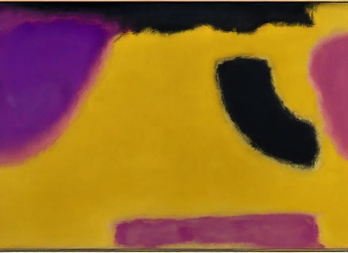 Image similar to abstract half moon in purple, yellow, gold, beige, black, painted by Mark Rothko, Franz Kline, Helen Frankenthaler, Pat Steir and Hilma af Klint, abstract painting, color field painting. 8k, extreme detail, intricate detail, masterpiece