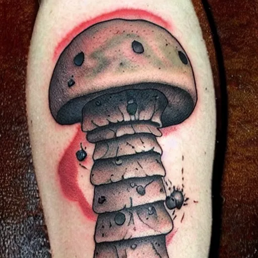 Image similar to mushroom in decay, tattoo art, japanese, color restoration, vortex, highly detailed,