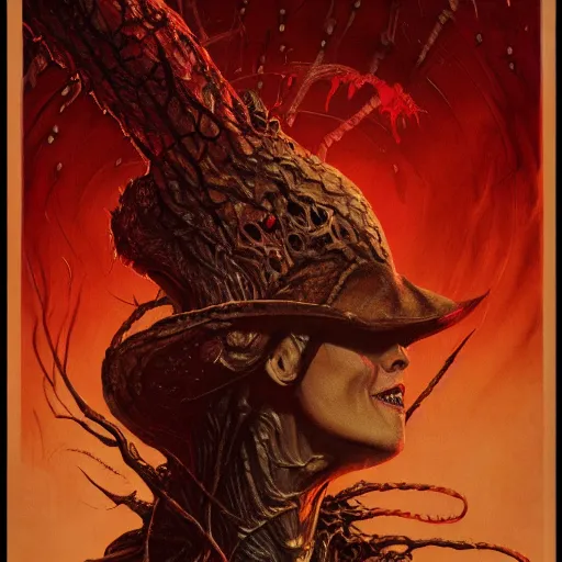 Prompt: vintage poster of a nightmare on elm street movie by karol bak, james jean, tom bagshaw, rococo, sharp focus, trending on artstation, cinematic lighting, hyper realism, octane render, 8 k, hyper detailed