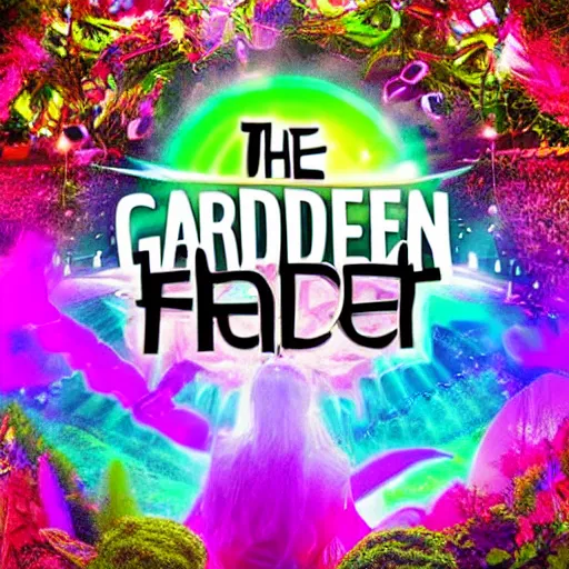 Image similar to the garden of eden but it's an edm festival