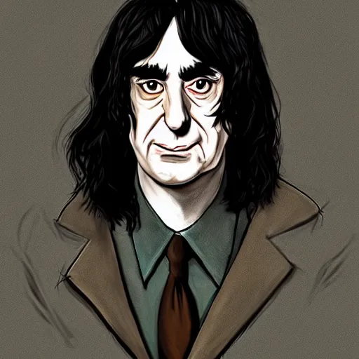 Image similar to a portrait of mr. bean as severus snape by becky cloonan