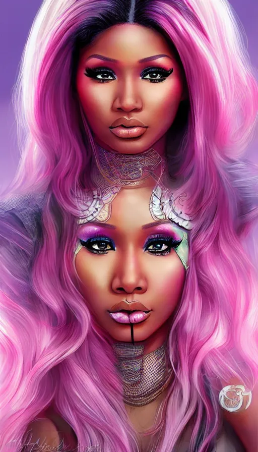 Image similar to nicki minaj | psytrance artwork, by artgerm