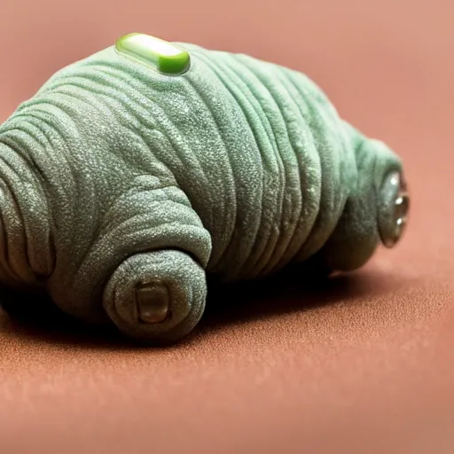 Prompt: Tardigrade holding a small cellphone, electron microscope view, n-9