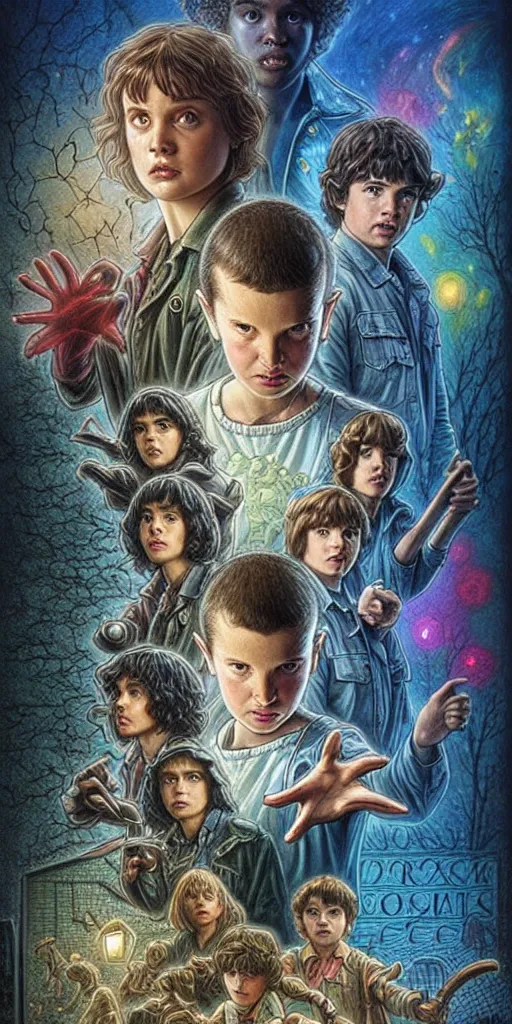 Prompt: epic masterpiece stranger things, beautiful face and flawless skin, perfect hands by Edgar Maxence and Ross Tran and Michael Whelan, Boris Vallejo, Luis Royo, Frank Frazetta, Brom, Lorenzo Sperlonga, Gred Rutkowsky