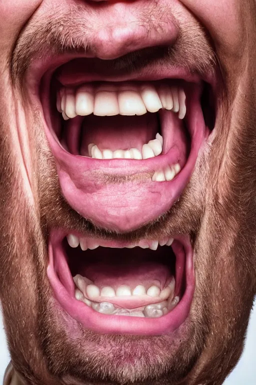 Prompt: uhd hyperrealistic photorealisitc hyperdetailed detailed portrait shot of a screaming man, studio lighting