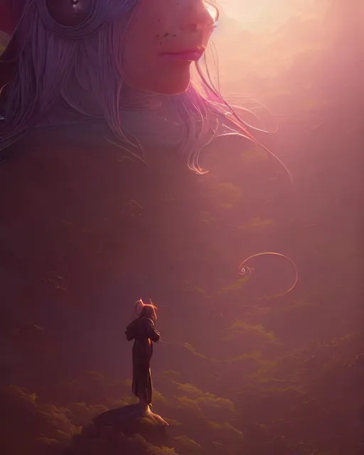 Image similar to highly detailed surreal vfx portrait of a sacred robot, stephen bliss, unreal engine, greg rutkowski, loish, rhads, beeple, makoto shinkai and lois van baarle, ilya kuvshinov, rossdraws, tom bagshaw, alphonse mucha, global illumination, detailed and intricate environment