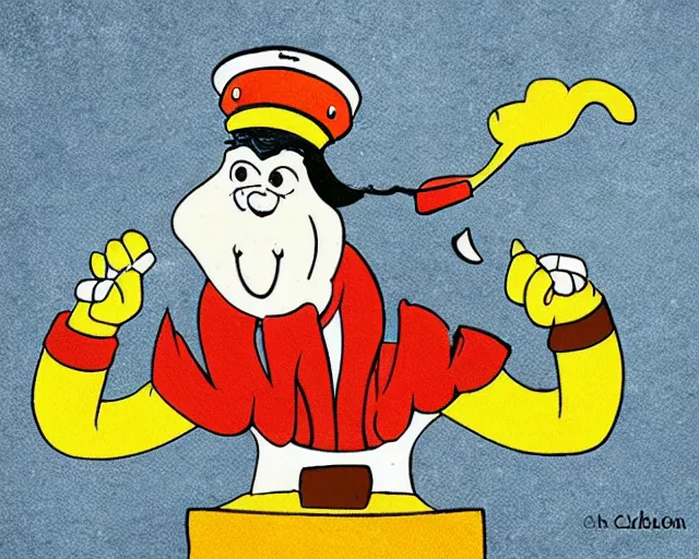 Prompt: Lobster ship captain, vintage cartoon style