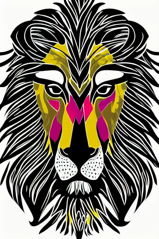 Image similar to Portrait of a lion, anime, sticker, colorful, illustration, highly detailed, simple, smooth and clean vector curves, no jagged lines, vector art, smooth