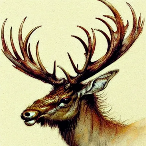 Image similar to ((((( a centipede that looks like an elk . muted colors.))))) by Jean-Baptiste Monge !!!!!!!!!!!!!!!!!!!!!!!!!!!