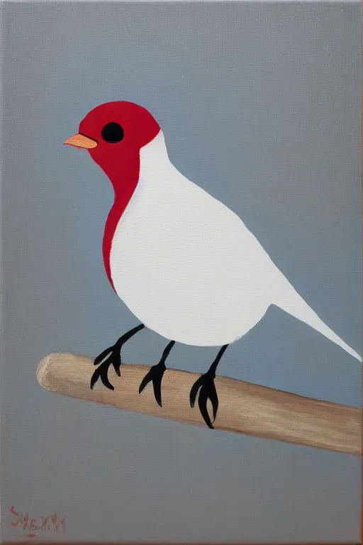 Image similar to painting of a bird on white canvas in the style of saatchi