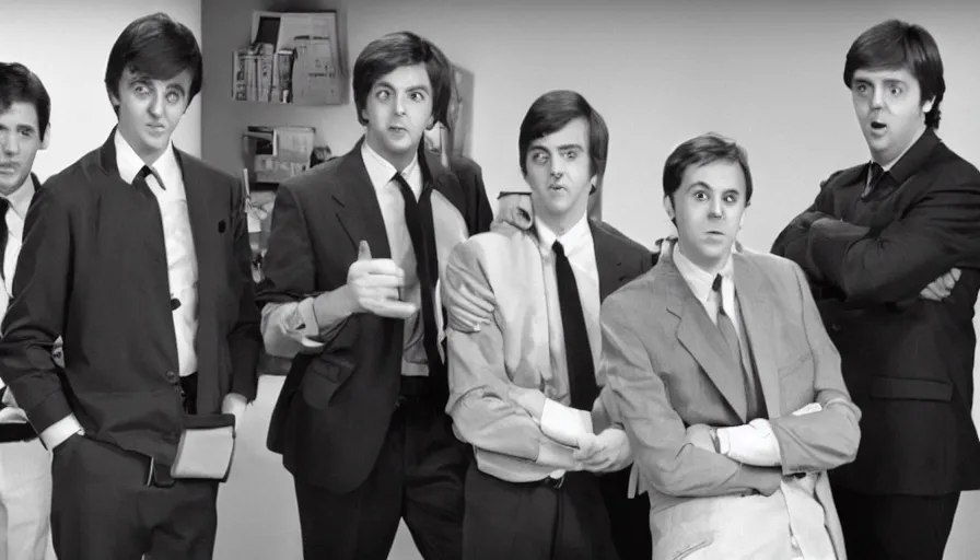 Image similar to the office, starring young paul mccartney, high quality