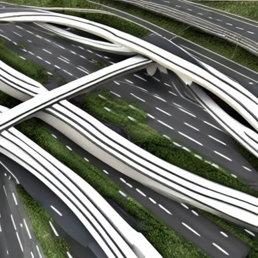Prompt: multi layer highway interchange, infinite freeway, city forever