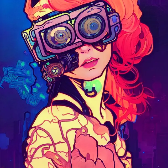 cyberpunk girl, colorful drawing art,digital illustration, comic