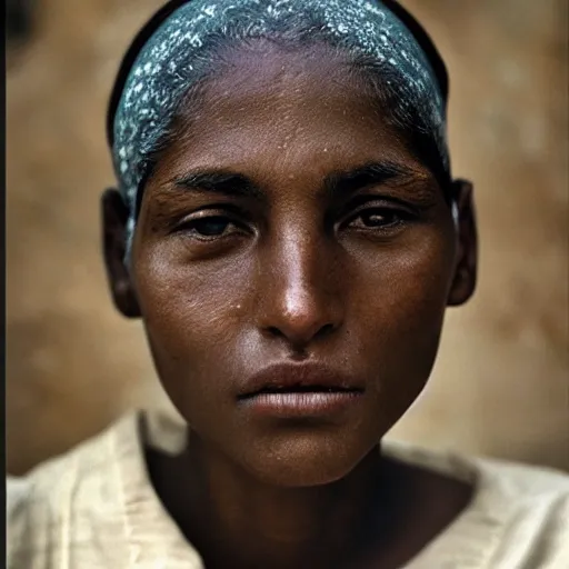 Prompt: a beautiful female's portrait, natural look, skin texture, extremely detailed, by steve mccurry,