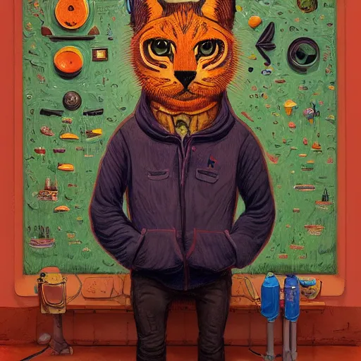 Prompt: portrait of a disillusioned young man, drained of energy by the artistic struggle, by louis wain, simon stalenhag and johanna martine, trending on artstation