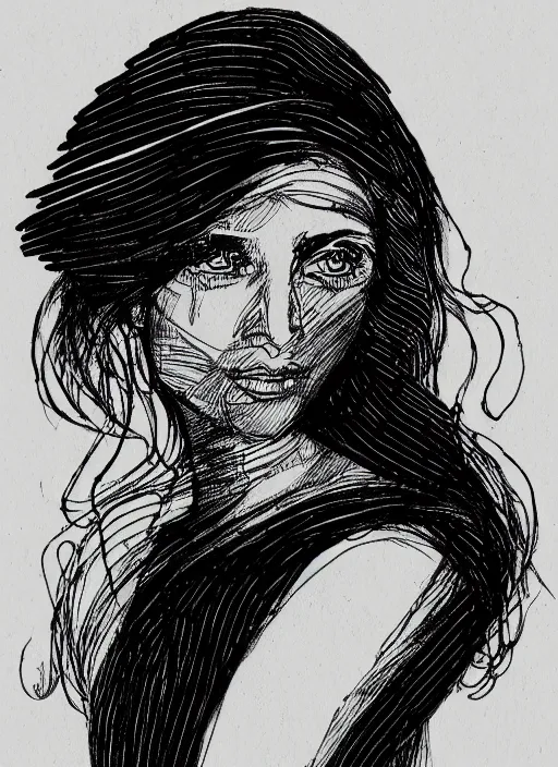 Image similar to single continuous line art drawing of a woman's portrait