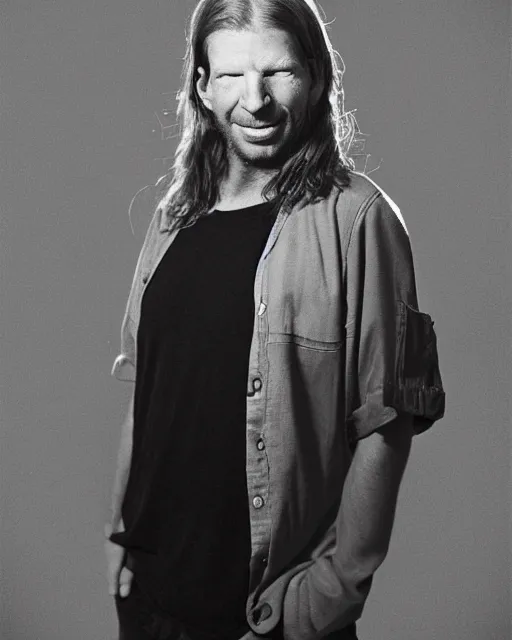 Prompt: fashion photograph of aphex twin by julia hetta and robert h hudson