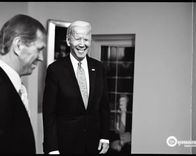 Image similar to president joe biden face to face with president joe biden, nikon 3 5 mm, photograph