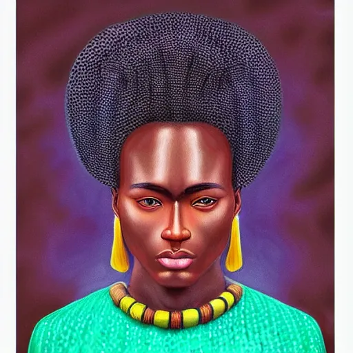 Prompt: “sango God of thunder plaited hair cowry nigeria lightning facial details proportionate dark skinned symmetrical digital art oil painting”