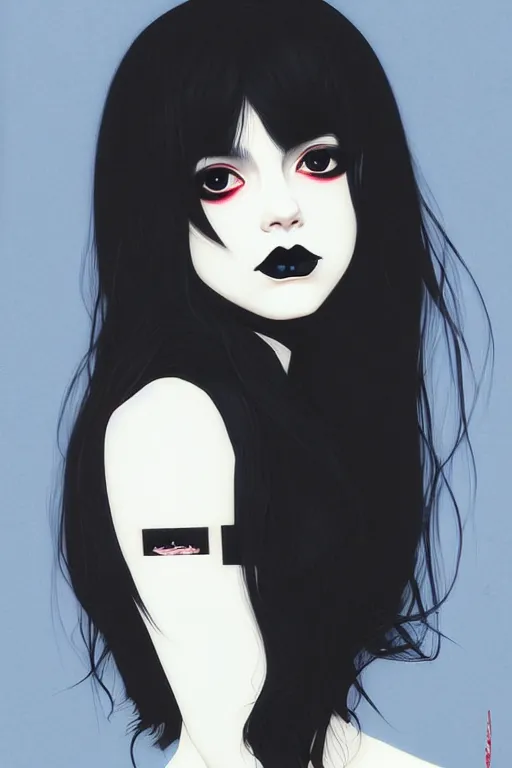 Image similar to portrait of a goth girl by james jean by ilya kuvshinov kintsugi