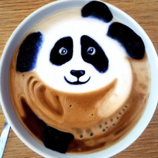 Prompt: panda coffee art, award winning