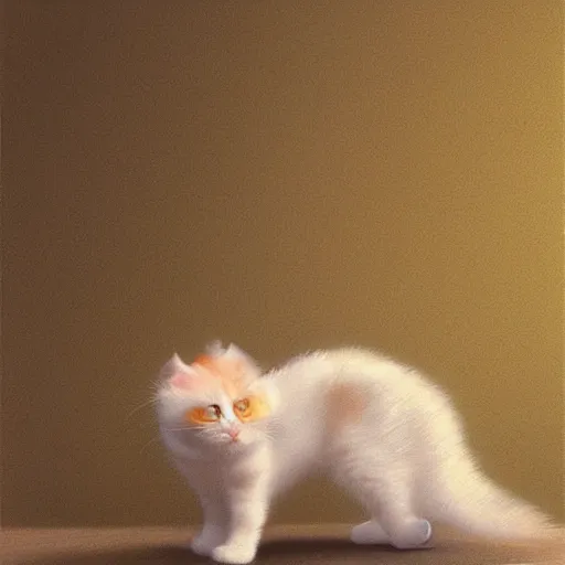 Image similar to hyper realistic cute [[[[fluffy]]]] calico kitten by Edward Hopper and James Gilleard, Zdzislaw Beksisnski, higly detailed