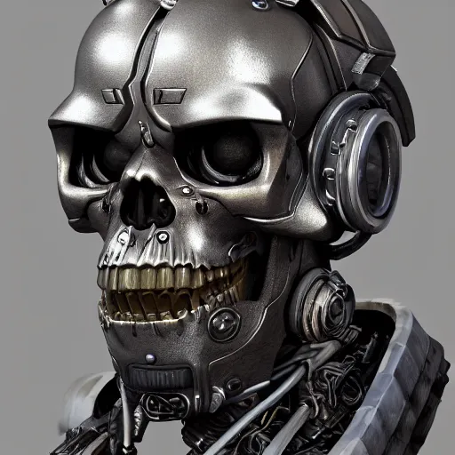 Image similar to a 3d sculpt of a metallic mecha cyberpunk skull helmet melting, intricate detail, very detailed, unreal engine, ray tracing, zbrush, product photo, 8k, artstation