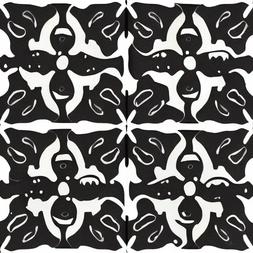 Image similar to very angry squid, 🦑 floor tile design, black and white tile, mad cuttlefish