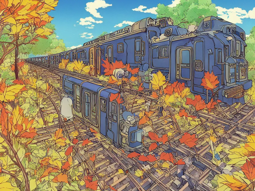 Image similar to blueprint sideview of a anime train, illustration, concept art, autumn light, colorful, beautiful, inspired by studio ghibli, inspired by hayao miyazaki, manga, cute and adorable