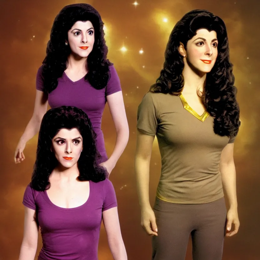 Image similar to young deanna troi in the style of midjourney