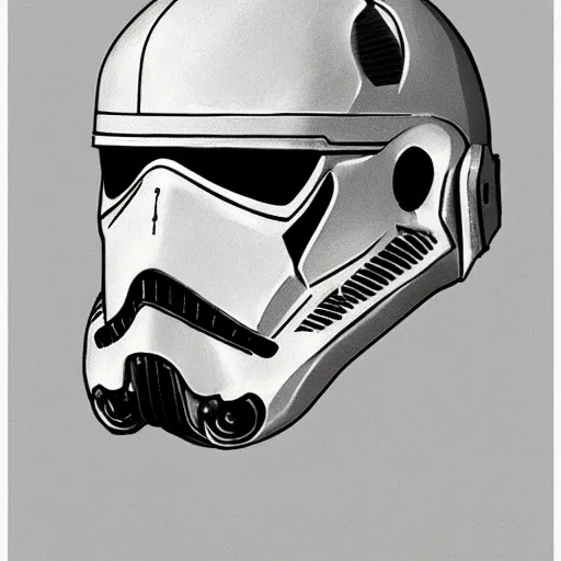 Prompt: ryan church concept art sketch star wars zombie storm trooper character reference sheet cracked helmet damaged armor exposed mouth