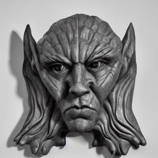 Image similar to A face of a gargoyle. Wall Decoration. White Background.