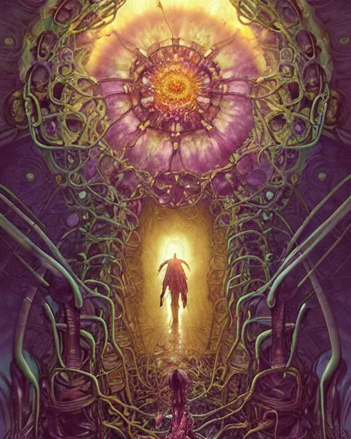 Image similar to the platonic ideal of flowers, rotting, insects and praying of cletus kasady carnage thanos dementor wild hunt doctor manhattan chtulu mandelbulb mandala ponyo bioshock davinci heavy rain, d & d, fantasy, ego death, decay, dmt, art by artgerm and greg rutkowski and alphonse mucha