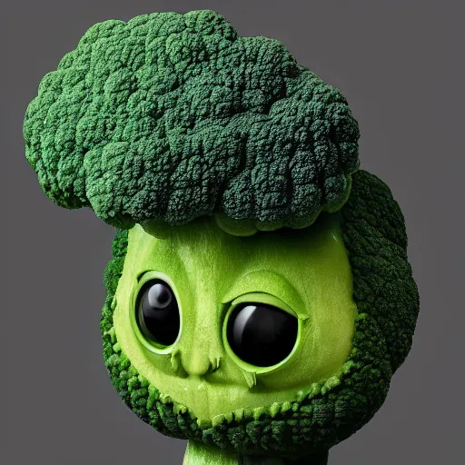 Image similar to anthropomorphic broccoli with an elizabeth olsen face, trending on artstation, 4 k quality, intricate