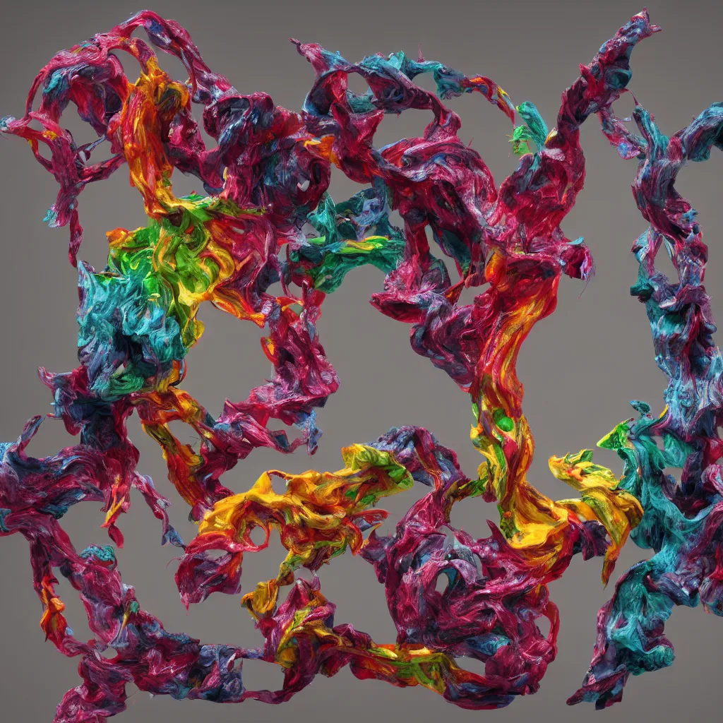 Image similar to painful pleasures by lynda benglis, octane render, colorful, 4 k, 8 k