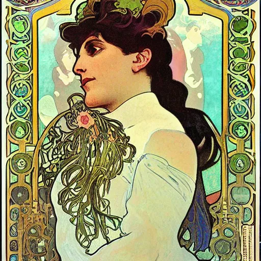 Prompt: Manuel Valls extremely detailed, french nouveau, alphonse mucha