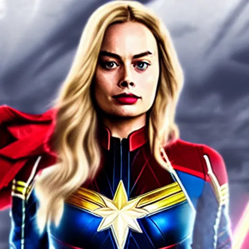 Image similar to margot robbie as captain marvel