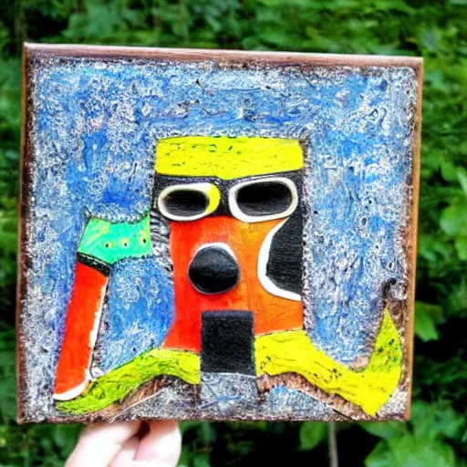 Image similar to original art object, table top unique decor, handmade craft, one of a kind art, outsider art brut, animal art sculpture, funny animal