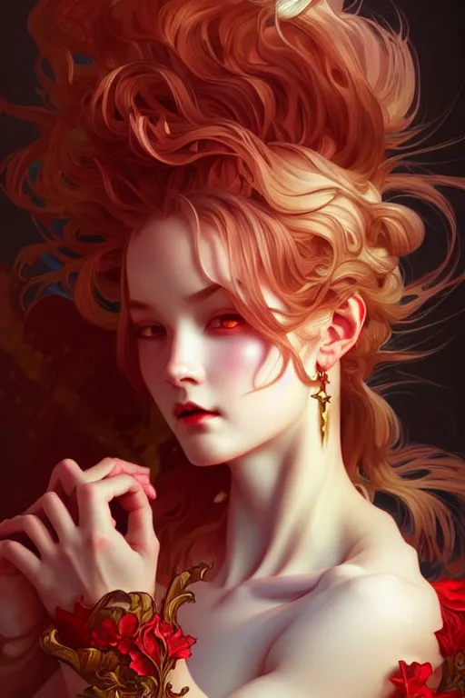 Image similar to beautiful devil, highly detailed, digital painting, artstation, sharp focus, illustration, art by tan zi and ayanamikodon and alphonse mucha and wlop