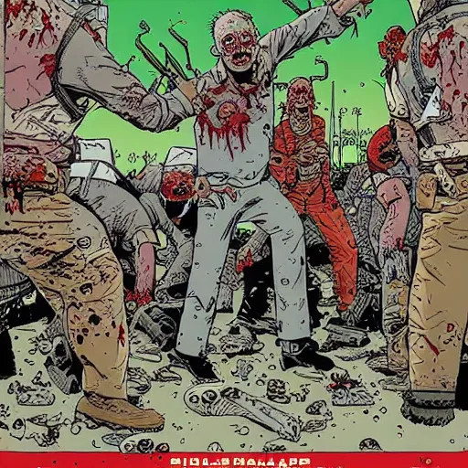 Prompt: zombie apocalypse by geof darrow, detailed
