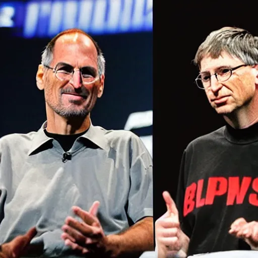 Prompt: steve jobs fighting bill gates, ultimate fighting championship