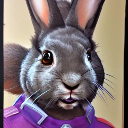 Prompt: starship captain anthro rabbit fursona, photo realism