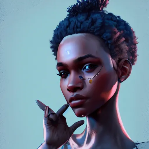 Prompt: 18 year old afropunk girl, highly detailed, style of Cedric Peyravernay, trending on artstation,