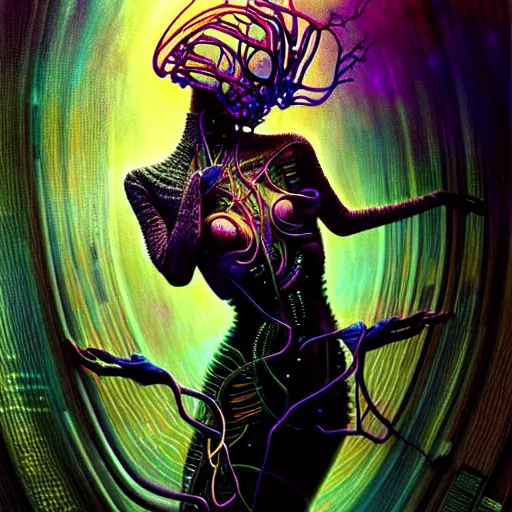 Image similar to extremely psychedelic beautiful brutalist cyborg ballerina organism infected by night. intricate, elegant, highly detailed, extremely lifelike photorealistic digital painting, artstation. steichen, gaston bussiere, tom bagshaw, brutalist cyberpunk alphonse mucha, geiger. elegant minimalism. anatomically correct. sharp focus. black. surreal lush cosmic hallucination