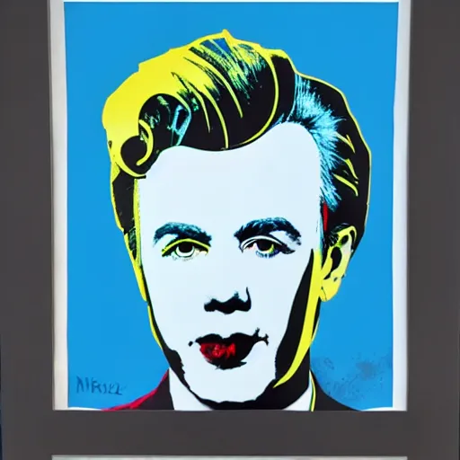 Image similar to nils bohr, andy warhol silk screen print, stop motion vinyl action figure, plastic, toy, butcher billy style