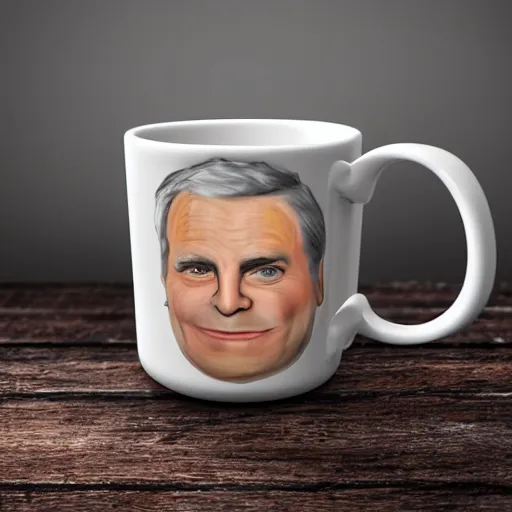 Image similar to a mug of an ugly mug on a mug, photorealistic,