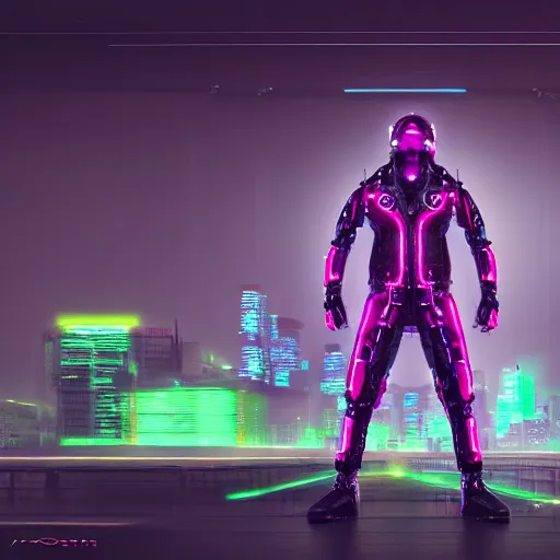 Image similar to a neon cyberpunk cyborg jaguar, octane render