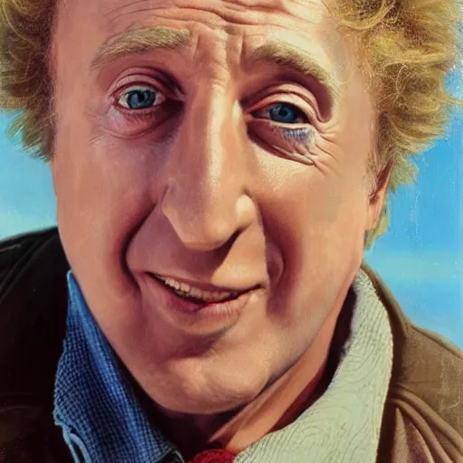Prompt: highly detailed portrait of Gene Wilder on the beach